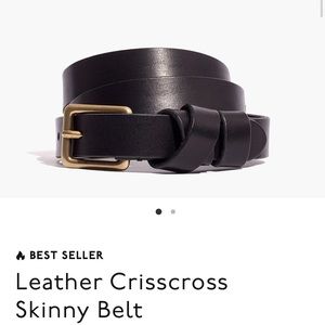 MADEWELL SIZE L SKINNY LEATHER CRISSCROSS BELT